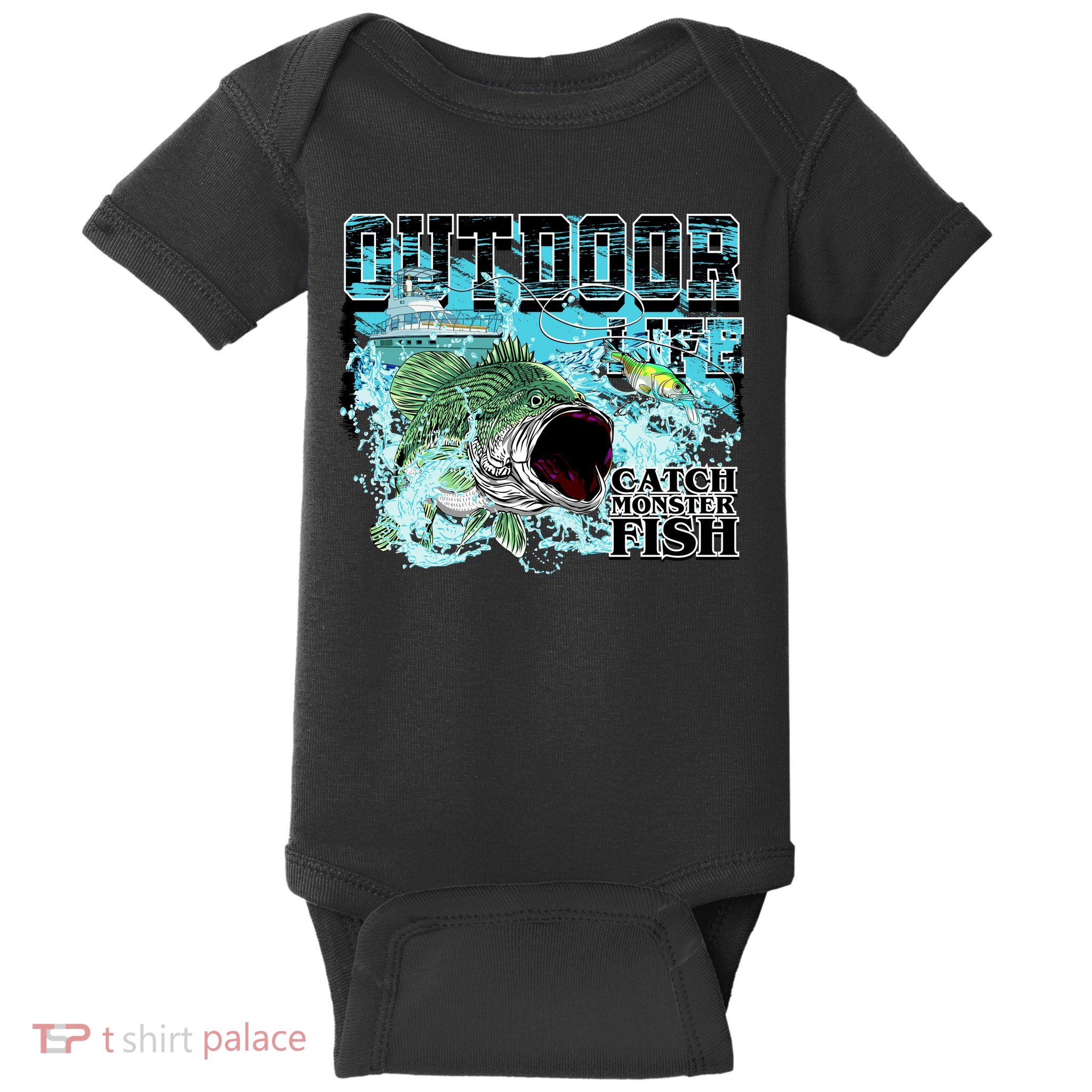 Outdoor Catch Monster Fish Large Mouth Baby Bodysuit