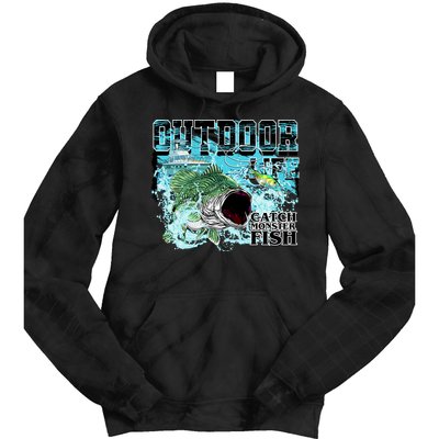 Outdoor Catch Monster Fish Large Mouth Tie Dye Hoodie