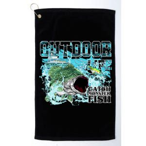 Outdoor Catch Monster Fish Large Mouth Platinum Collection Golf Towel