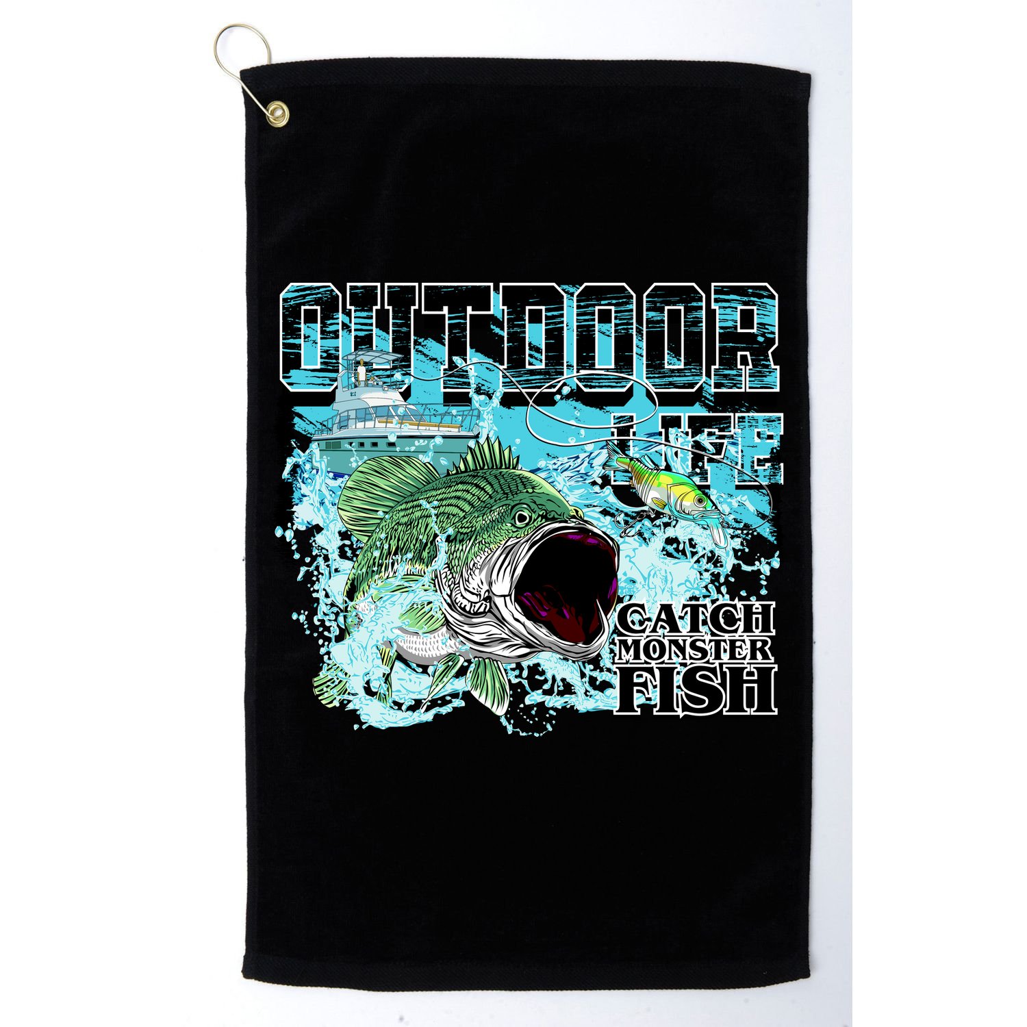 Outdoor Catch Monster Fish Large Mouth Golf Towel