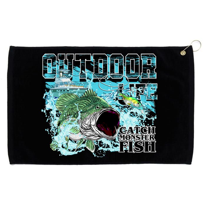 Outdoor Catch Monster Fish Large Mouth Grommeted Golf Towel