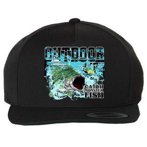 Outdoor Catch Monster Fish Large Mouth Wool Snapback Cap