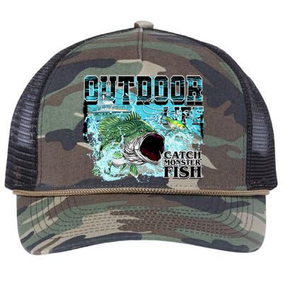 Outdoor Catch Monster Fish Large Mouth Retro Rope Trucker Hat Cap