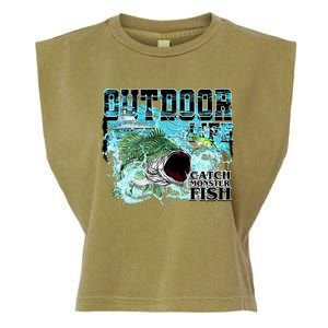 Outdoor Catch Monster Fish Large Mouth Garment-Dyed Women's Muscle Tee