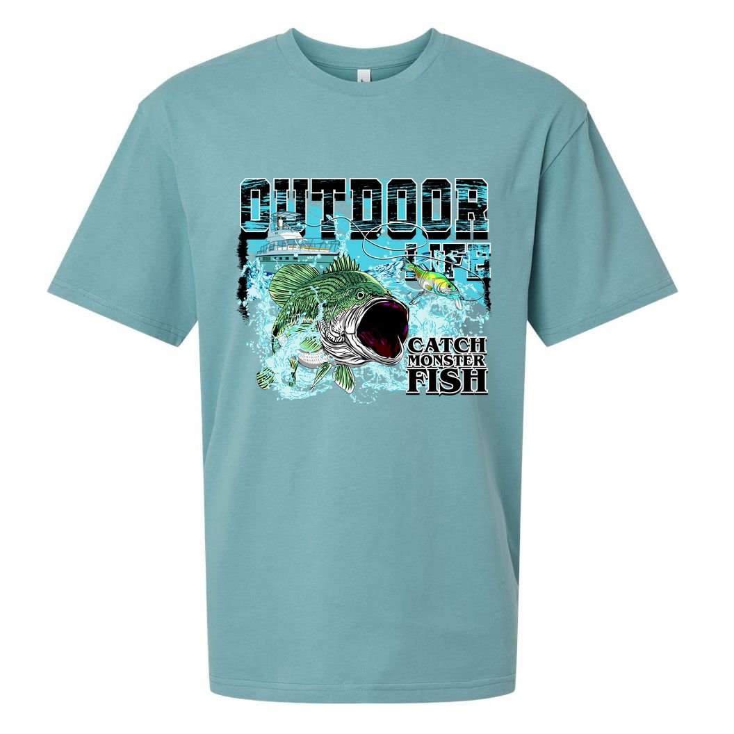 Outdoor Catch Monster Fish Large Mouth Sueded Cloud Jersey T-Shirt