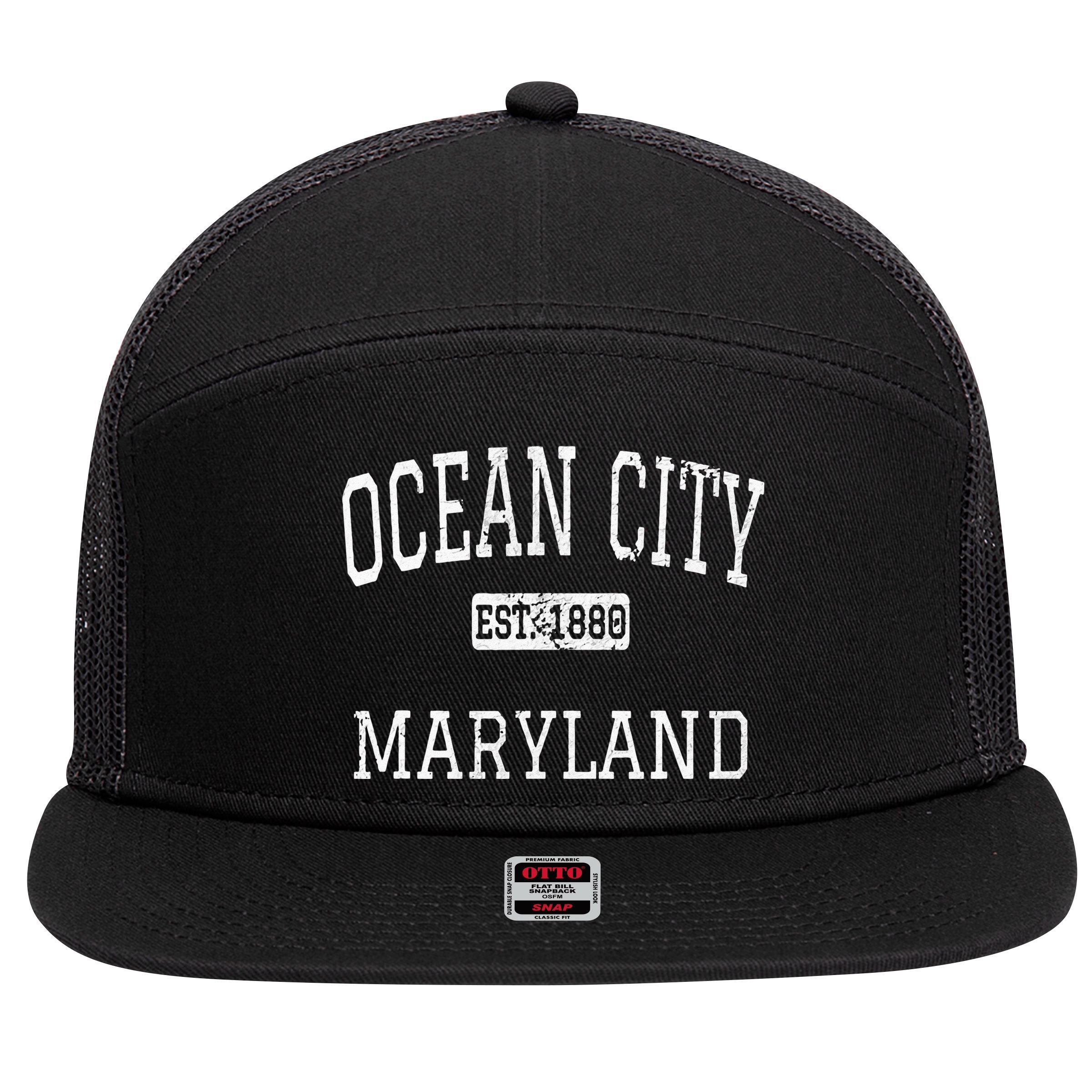 Ocean City Maryland MD Vintage 7 Panel Mesh Trucker Snapback Hat