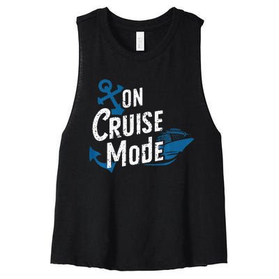 On Cruise Mode Family Cruising Essentials Vacation Women's Racerback Cropped Tank