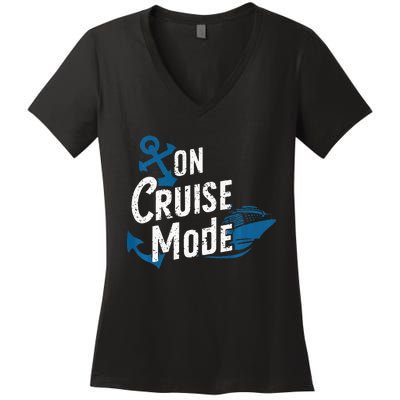 On Cruise Mode Family Cruising Essentials Vacation Women's V-Neck T-Shirt