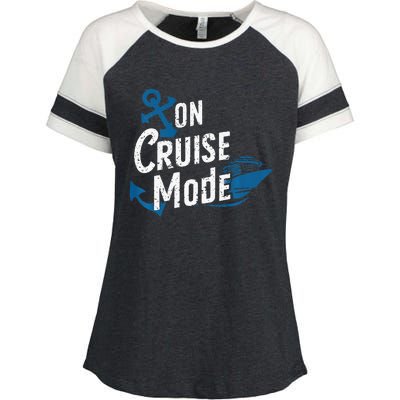 On Cruise Mode Family Cruising Essentials Vacation Enza Ladies Jersey Colorblock Tee