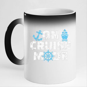 On Cruise Mode Funny Summer Cruise Vacation Family 11oz Black Color Changing Mug