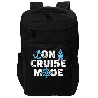 On Cruise Mode Funny Summer Cruise Vacation Family Impact Tech Backpack