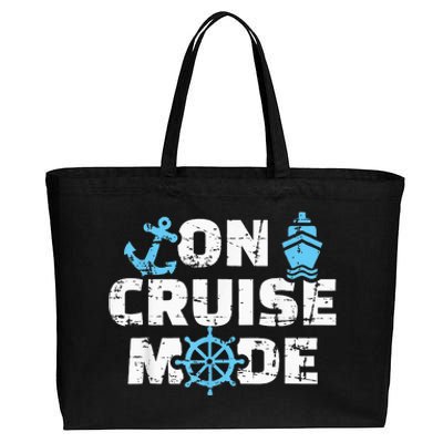 On Cruise Mode Funny Summer Cruise Vacation Family Cotton Canvas Jumbo Tote