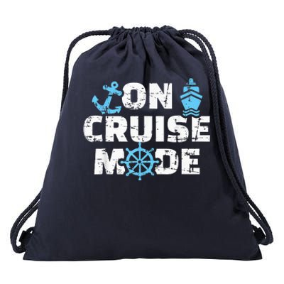 On Cruise Mode Funny Summer Cruise Vacation Family Drawstring Bag