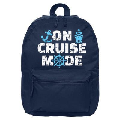 On Cruise Mode Funny Summer Cruise Vacation Family 16 in Basic Backpack