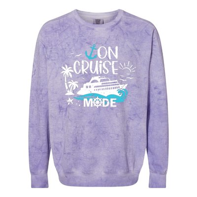 On Cruise Mode Family Vacation Matching Ferry Cruising Trip Colorblast Crewneck Sweatshirt