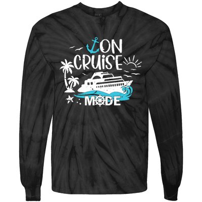 On Cruise Mode Family Vacation Matching Ferry Cruising Trip Tie-Dye Long Sleeve Shirt