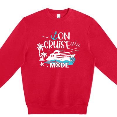 On Cruise Mode Family Vacation Matching Ferry Cruising Trip Premium Crewneck Sweatshirt