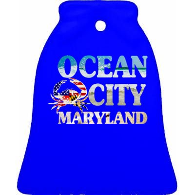 Ocean City Maryland Beach Vacation Gift Ceramic Bell Ornament