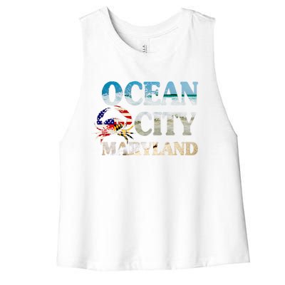 Ocean City Maryland Beach Vacation Gift Women's Racerback Cropped Tank