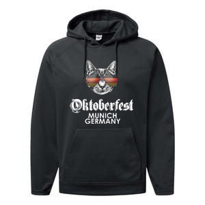 Oktoberfest Cat Munich Germany Performance Fleece Hoodie