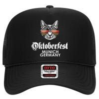 Oktoberfest Cat Munich Germany High Crown Mesh Back Trucker Hat