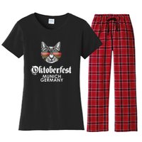 Oktoberfest Cat Munich Germany Women's Flannel Pajama Set