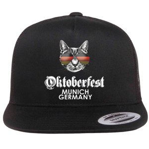 Oktoberfest Cat Munich Germany Flat Bill Trucker Hat