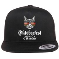 Oktoberfest Cat Munich Germany Flat Bill Trucker Hat