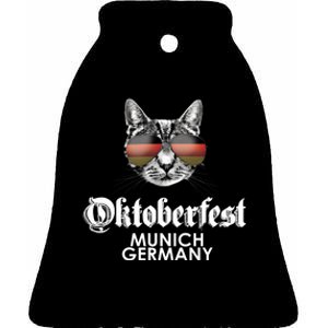 Oktoberfest Cat Munich Germany Ceramic Bell Ornament