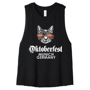 Oktoberfest Cat Munich Germany Women's Racerback Cropped Tank