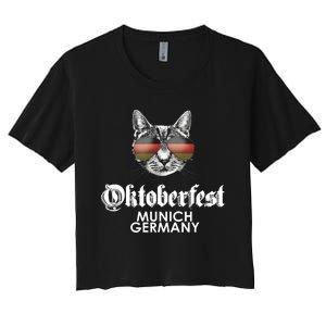 Oktoberfest Cat Munich Germany Women's Crop Top Tee