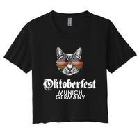 Oktoberfest Cat Munich Germany Women's Crop Top Tee