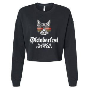 Oktoberfest Cat Munich Germany Cropped Pullover Crew