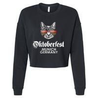 Oktoberfest Cat Munich Germany Cropped Pullover Crew