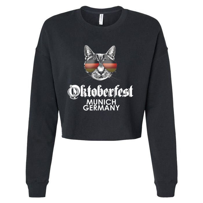 Oktoberfest Cat Munich Germany Cropped Pullover Crew