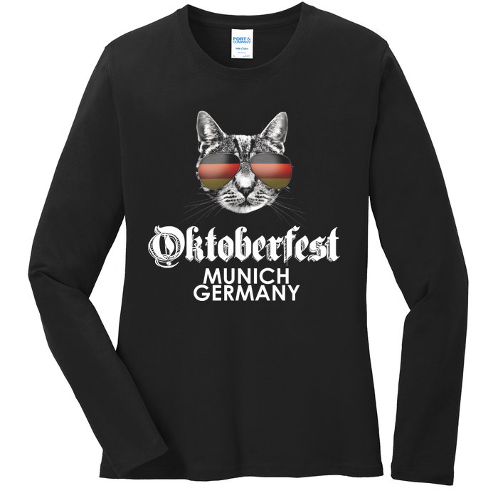 Oktoberfest Cat Munich Germany Ladies Long Sleeve Shirt