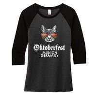 Oktoberfest Cat Munich Germany Women's Tri-Blend 3/4-Sleeve Raglan Shirt