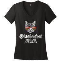 Oktoberfest Cat Munich Germany Women's V-Neck T-Shirt