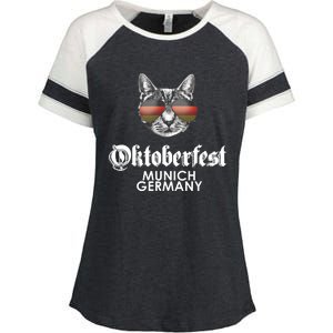 Oktoberfest Cat Munich Germany Enza Ladies Jersey Colorblock Tee