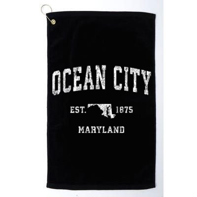 Ocean City Maryland Md Vintage Athletic Sports Platinum Collection Golf Towel