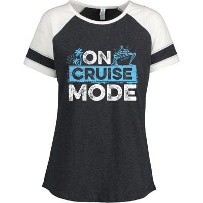 On Cruise Mode Cruise Vacation Family Cruising Enza Ladies Jersey Colorblock Tee