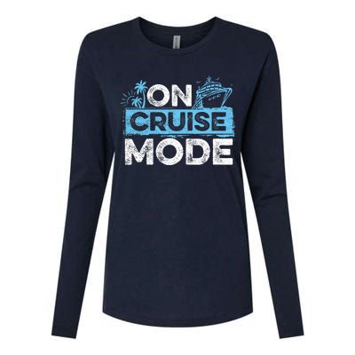 On Cruise Mode Cruise Vacation Family Cruising Womens Cotton Relaxed Long Sleeve T-Shirt