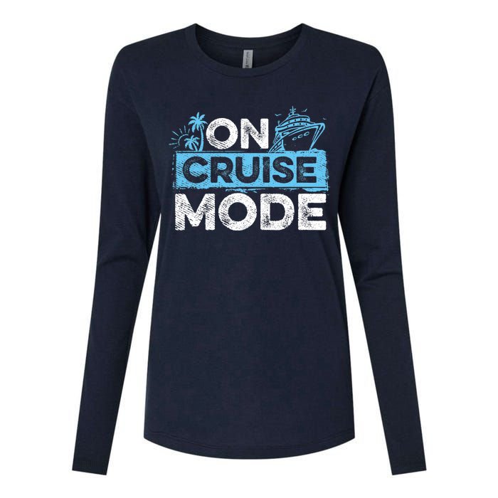 On Cruise Mode Cruise Vacation Family Cruising Womens Cotton Relaxed Long Sleeve T-Shirt