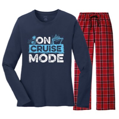 On Cruise Mode Cruise Vacation Family Cruising Women's Long Sleeve Flannel Pajama Set 