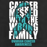 Ovarian Cancer Messed With The Wrong Family Teal Ribbon Gift 11oz C Handle Ceramic Mug