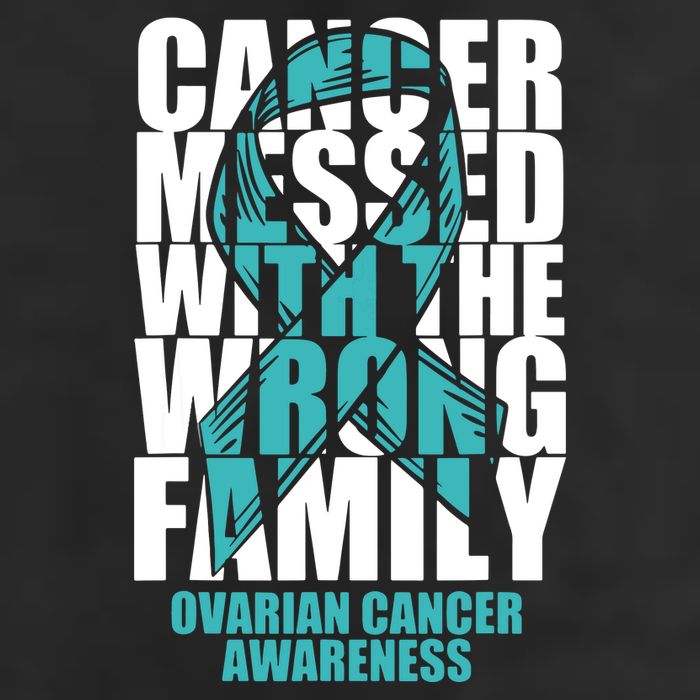 Ovarian Cancer Messed With The Wrong Family Teal Ribbon Gift 11oz C Handle Ceramic Mug