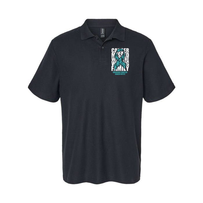 Ovarian Cancer Messed With The Wrong Family Teal Ribbon Gift Softstyle Adult Sport Polo