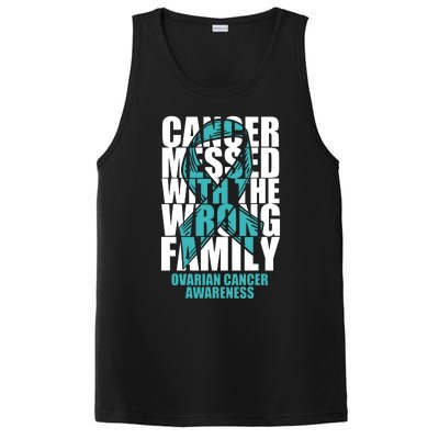 Ovarian Cancer Messed With The Wrong Family Teal Ribbon Gift PosiCharge Competitor Tank