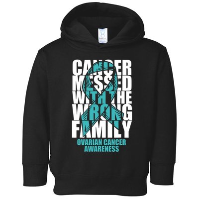 Ovarian Cancer Messed With The Wrong Family Teal Ribbon Gift Toddler Hoodie