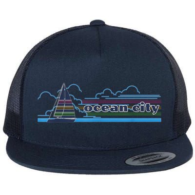 Ocean City Maryland Beach Day Sun and Fun Summer Apparel Flat Bill Trucker Hat